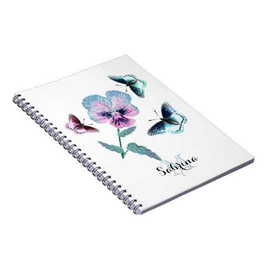 Blume und Schmetterlinge.Personalisiert, Notizblock (Rechte Seite)