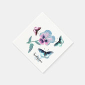 Blume und Schmetterlinge.Personalisiert, Serviette (Ecke)