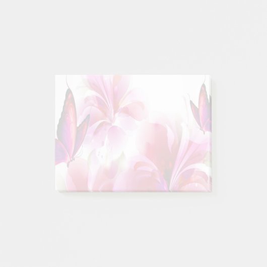Blume und Schmetterlinge Post-it Klebezettel (Vorderseite)