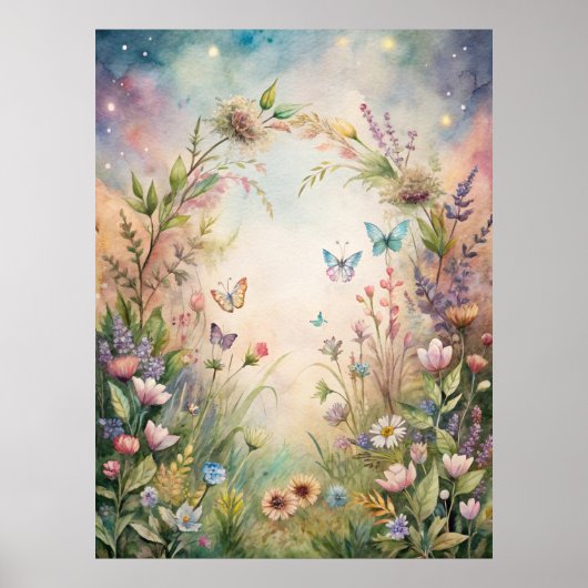 Blume und Schmetterlinge Poster (Vorne)