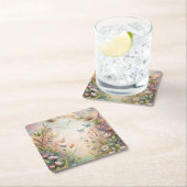 Blume und Schmetterlinge Rechteckiger Pappuntersetzer (Vor Ort)