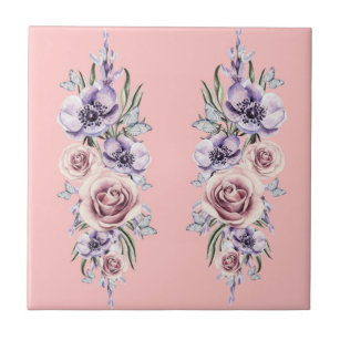 Blume und Schmetterlinge Rosa Keramik Vintag Fliese