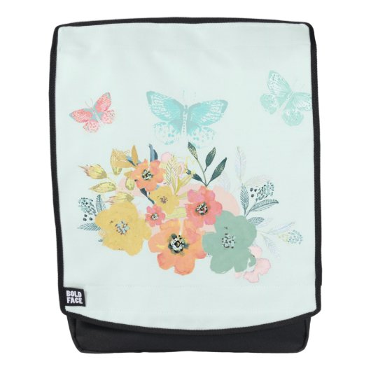 Blume und Schmetterlinge Rucksack (Vorderseite)