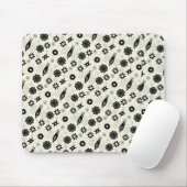 Blume und Schmetterlinge schwarz-weiß Mousepad (Mit Mouse)