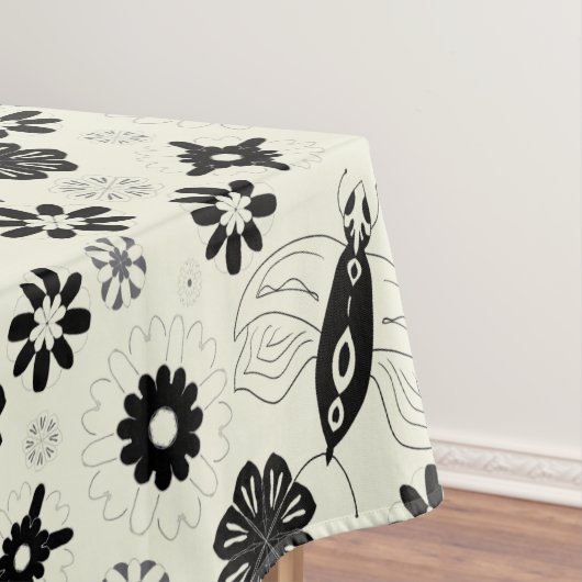 Blume und Schmetterlinge, schwarz-weiß Tischdecke (Beispiel)