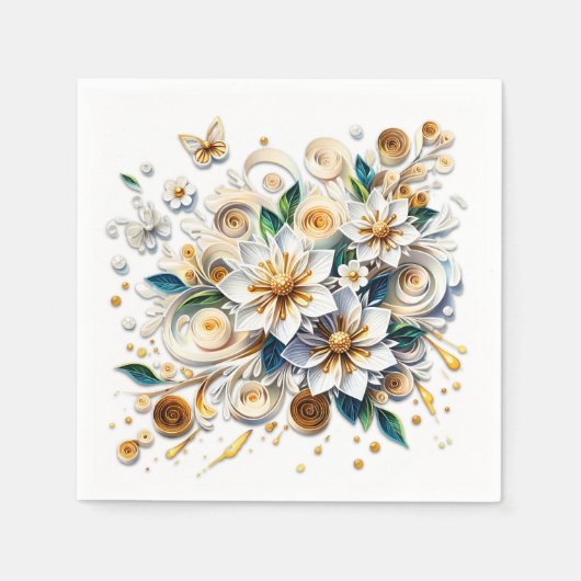 Blume und Schmetterlinge Serviette (Vorderseite)