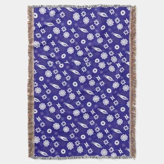 Blume und Schmetterlinge sind blau und weiß Decke (Vorderseite Vertikal)