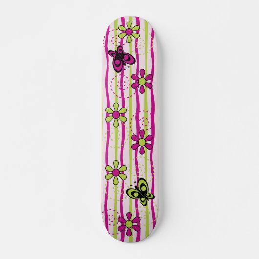 Blume und Schmetterlinge Skateboard (Vorne)