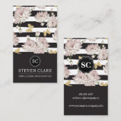 Blume und Schmetterlinge | Streifen Visitenkarte (Vorne/Hinten)