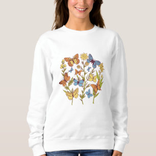 Blume und Schmetterlinge Sweatshirt