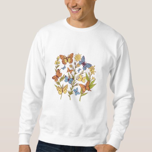 Blume und Schmetterlinge Sweatshirt (Vorderseite)