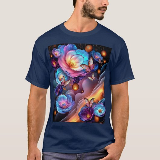 Blume und Schmetterlinge T-Shirt (Vorderseite)