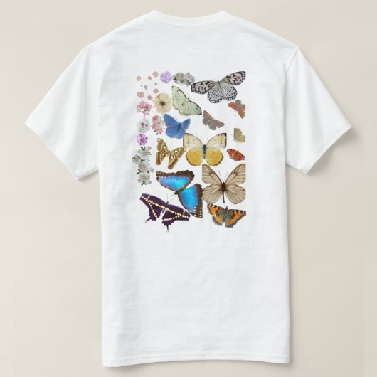 Blume und Schmetterlinge T-Shirt (Design Rückseite)