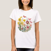 Blume und Schmetterlinge T-Shirt (Vorderseite)