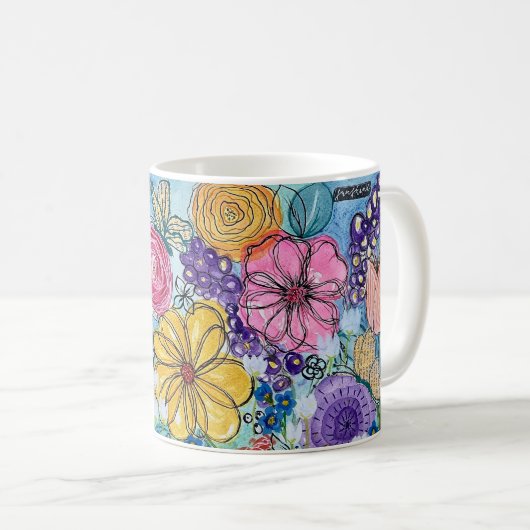 Blume und Schmetterlinge Tasse (VorderseiteRechts)