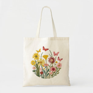 Blume und Schmetterlinge Tragetasche