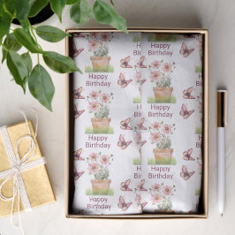 Blume und Schmetterlinge Wasserfarbe Geburtstag Seidenpapier