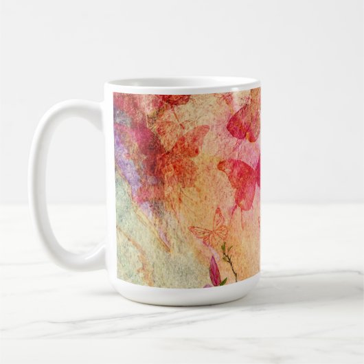 Blume und Schmetterlinge Wasserfarbe, Kaffee Tasse (Links)