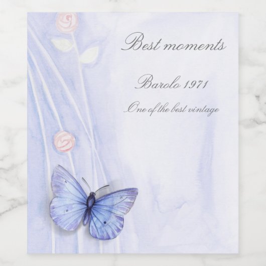 Blume und Schmetterlinge Weinetikett (Einzelnes Label)