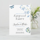 Blume und Schmetterlinge | White Engagement Party Einladung (Stehend Vorderseite)