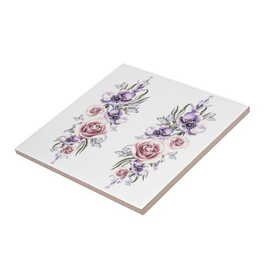 Blume und Schmetterlinge - Zeichnend Kunst - Vinta Fliese (Seite)