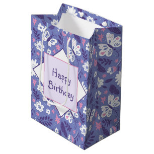 Blume und Schmetterlinge zum Geburtstag Mittlere Geschenktüte