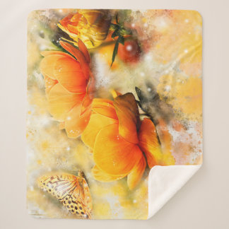 Blume und Schmetterlingsakzent Sherpadecke