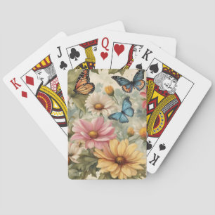 Blume und Schmetterlingsarbeiten Spielkarten