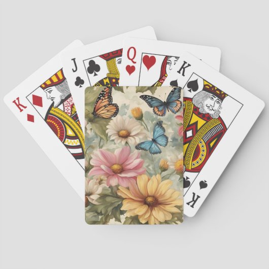 Blume und Schmetterlingsarbeiten Spielkarten (Rückseite)