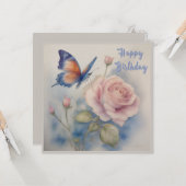 Blume- und Schmetterlingsflatterkarte Karte (Vorderseite/Rückseite Beispiel)