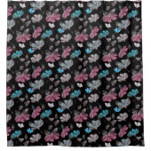 Blume- und Schmetterlingsmuster Duschvorhang (Vorderseite)