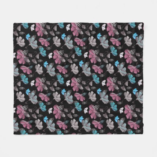 Blume- und Schmetterlingsmuster Fleecedecke (Vorderseite (Horizontal))