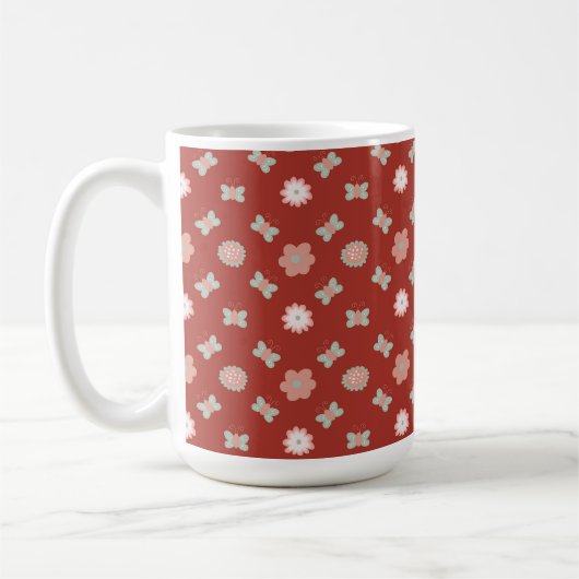 Blume- und Schmetterlingsmuster Kaffeetasse (Links)