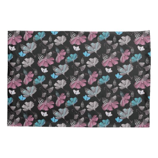 Blume- und Schmetterlingsmuster Kissenbezug (Rückseite)