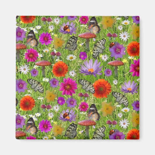 Blume- und Schmetterlingsmuster Magnet (Vorne)