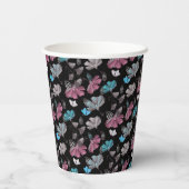 Blume- und Schmetterlingsmuster Pappbecher (Rückseite)