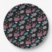 Blume- und Schmetterlingsmuster Pappteller (Vorderseite)