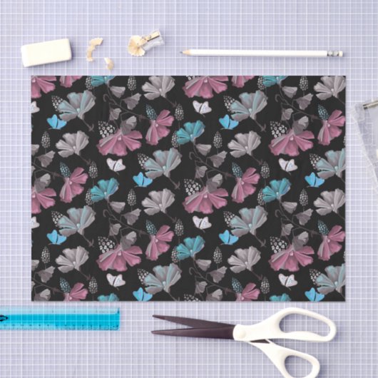 Blume- und Schmetterlingsmuster Seidenpapier (Handwerk)