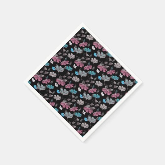 Blume- und Schmetterlingsmuster Serviette (Ecke)