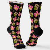 Blume- und Schmetterlingsmuster Socken (Gewinkelt)