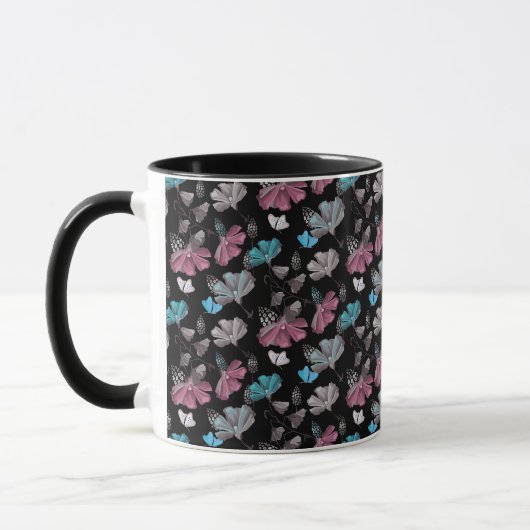 Blume- und Schmetterlingsmuster Tasse (Links)