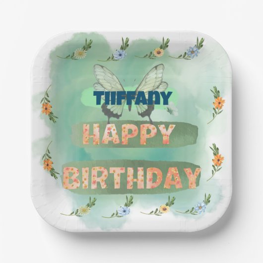 Blume- und Schmetterlingspapierplatine Pappteller (Vorderseite)