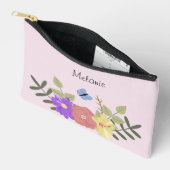 Blume und Schmetterlingspink Personalisiert Zubehörtasche (Offen)