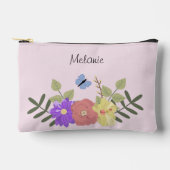 Blume und Schmetterlingspink Personalisiert Zubehörtasche (Vorderseite)