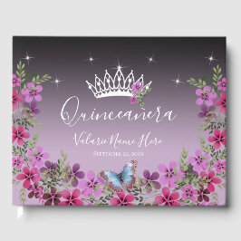 Blume und Schmetterlingsprinzessin Quinceanera Lil Gästebuch