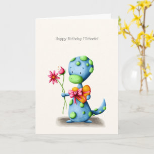 Blume und Schokolade Lizard Personalisiert zum Geb Karte