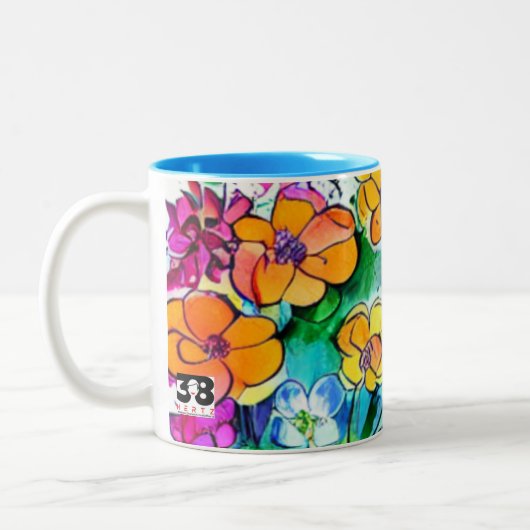 Blume und Schreiben Zweifarbige Tasse (Links)