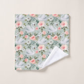 Blume und Schwäne Badhandtuch Set (Waschlappen)