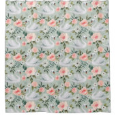 Blume und Schwäne Duschvorhang (Vorderseite)