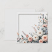Blume und schwarze Grenze Einladung (Vorne/Hinten)